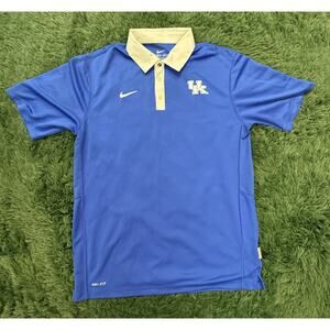 Nike Dri-FIT University of Kentucky Wildcats Blue Polo Shirt Men's Size M NCAA